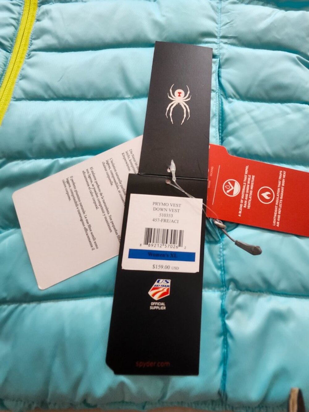 Spyder down vest - seafoam blue - NWT - Picture 4 of 5